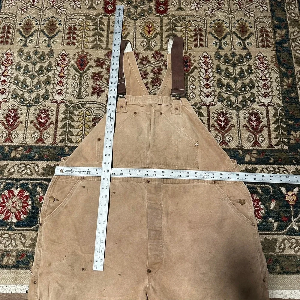 Vintage 70s Carhartt Men's Tan Duck Canvas Bib Overalls‎ Workwear Vintage